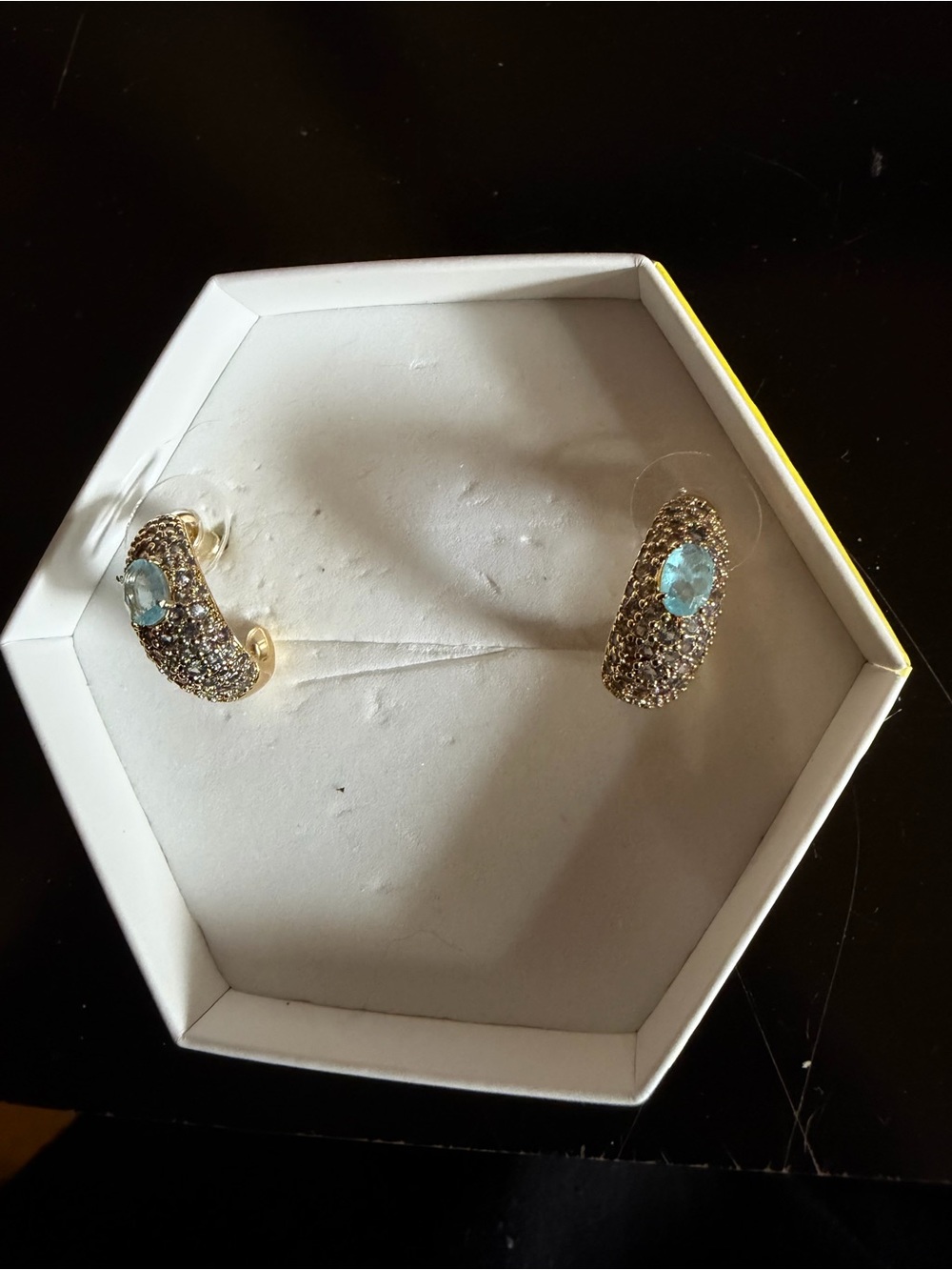 Aqua Blue on Gold Hoops